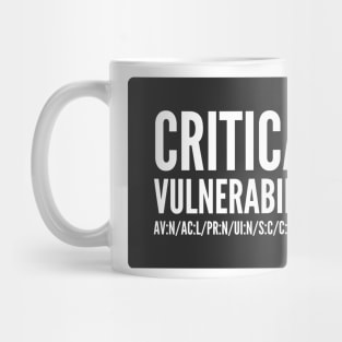 Cybersecurity Critical Vulnerability CVSS Score Vector Black Background Mug